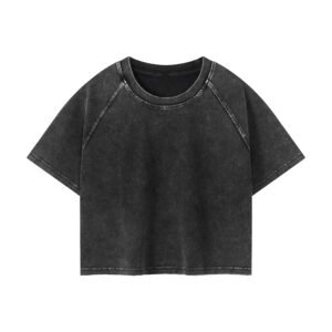 Mineral-Wash Raglan Crop Tee