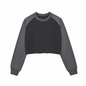 Raw-Hem Color-Block Crop Sweat