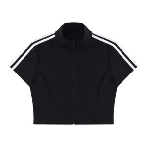 Cropped Full-Zip Short-Sleeve Tee
