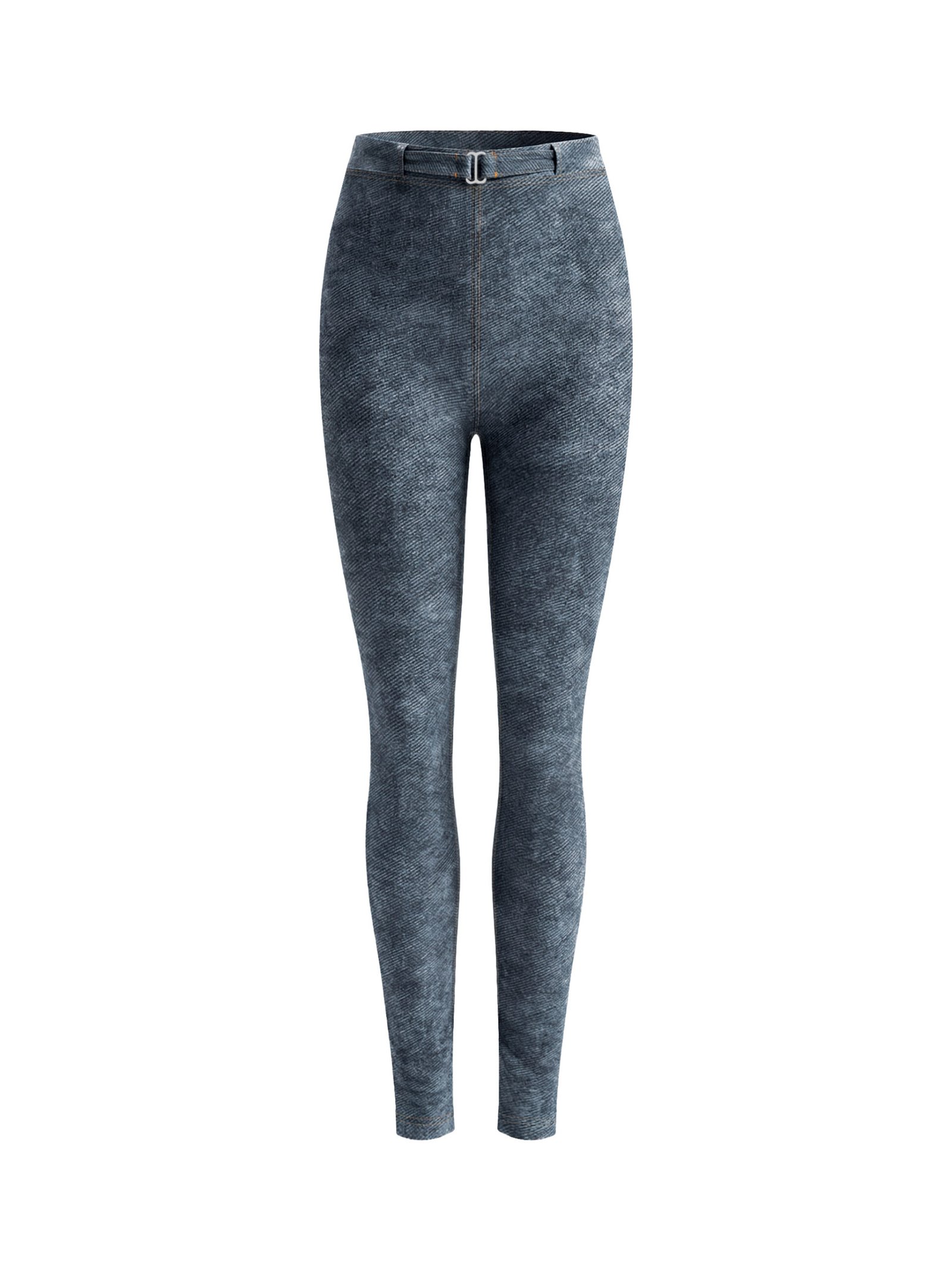 Faux Denim Zip-Fly Leggings